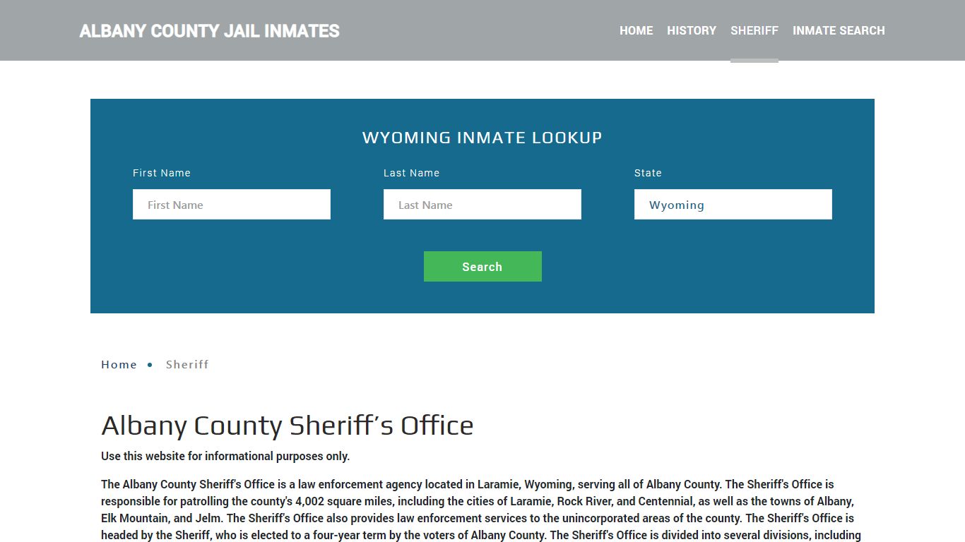 Albany County Sheriff, WY Arrest Warrant Lookup