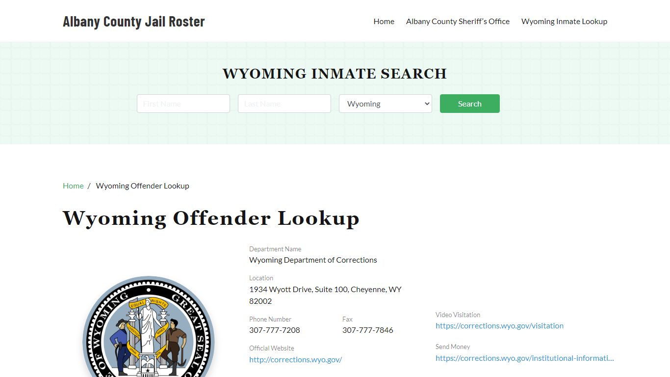 Wyoming Inmate Search, Jail Rosters - Albany County Jail