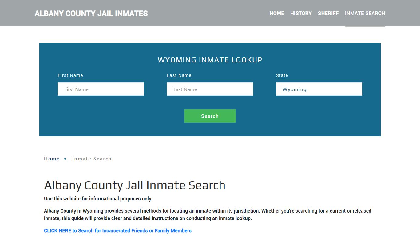 Albany County, WY Detainee Lookup